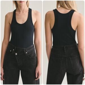 Agolde Ribbed Tank Bodysuit Black